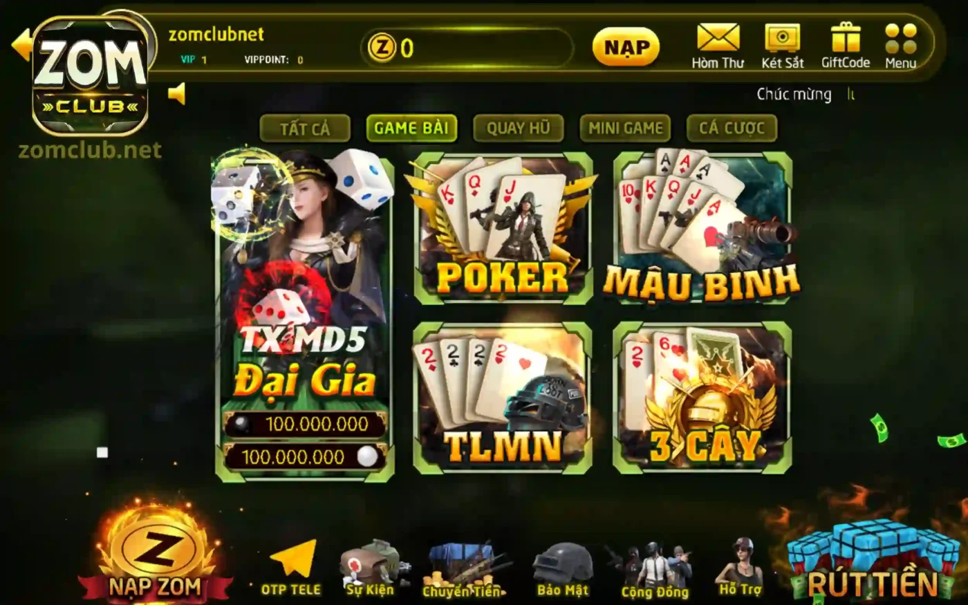 Đã có hơn 10 triệu người tham gia game bài tại ZomClub