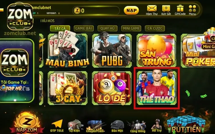 Giới thiệu sảnh game Thể Thao ZomClub đang hot