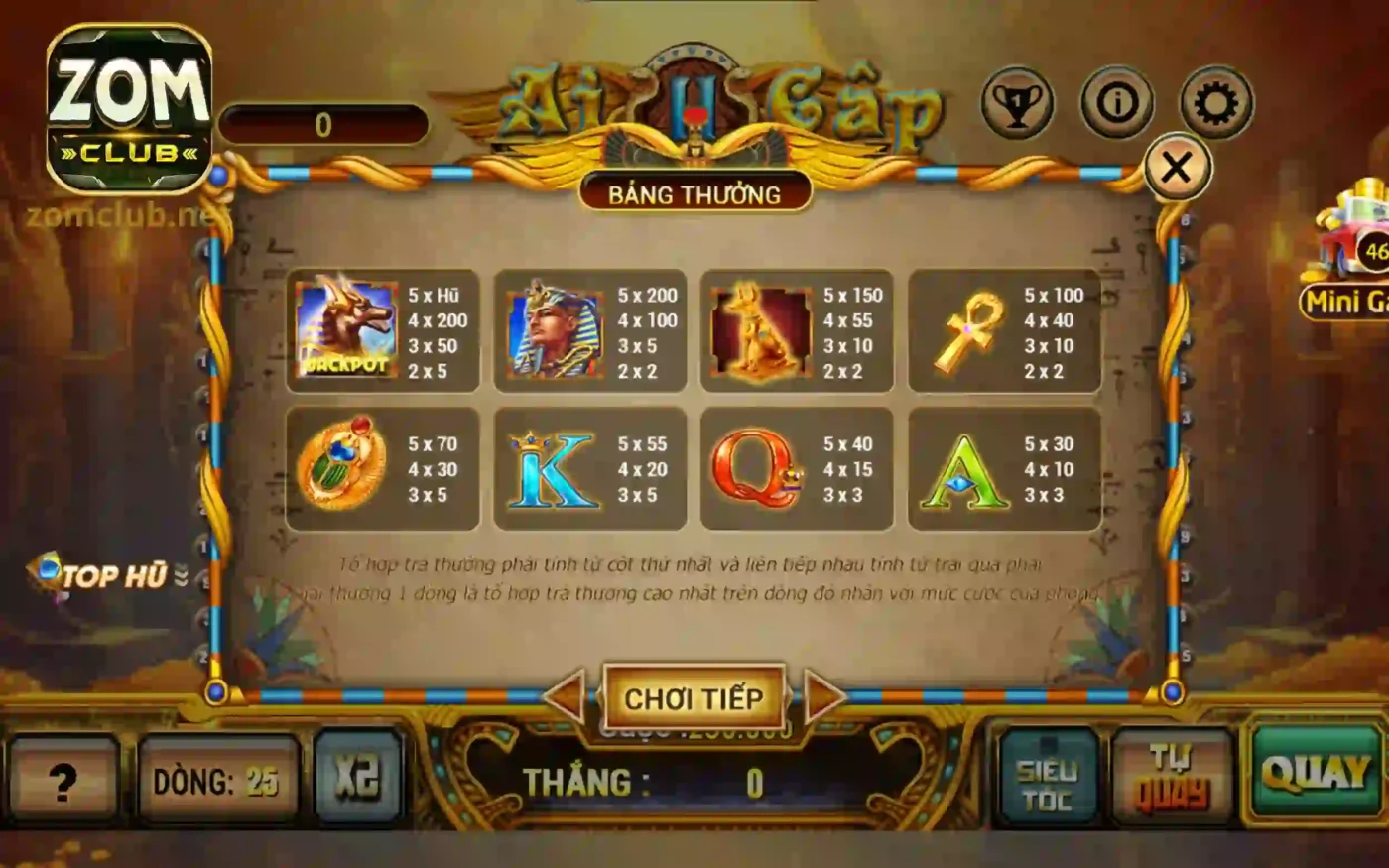 Tìm hiểu về các hệ số thưởng trong quay hũ Nữ hoàng Ai Cập